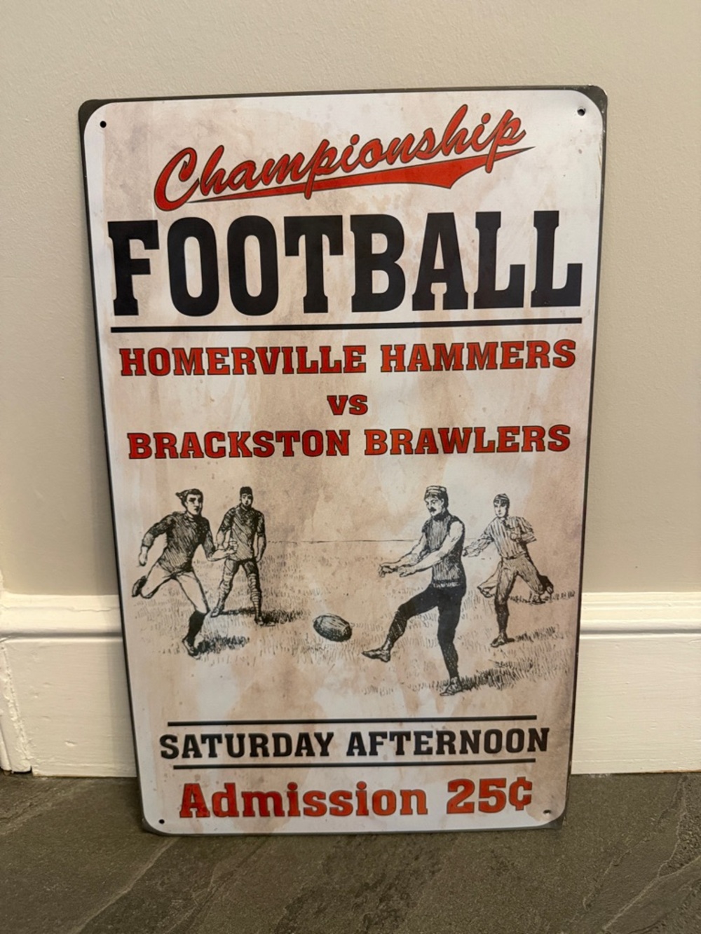 Vintage Style Football Metal Sign/Retro Sports Wall Decor
